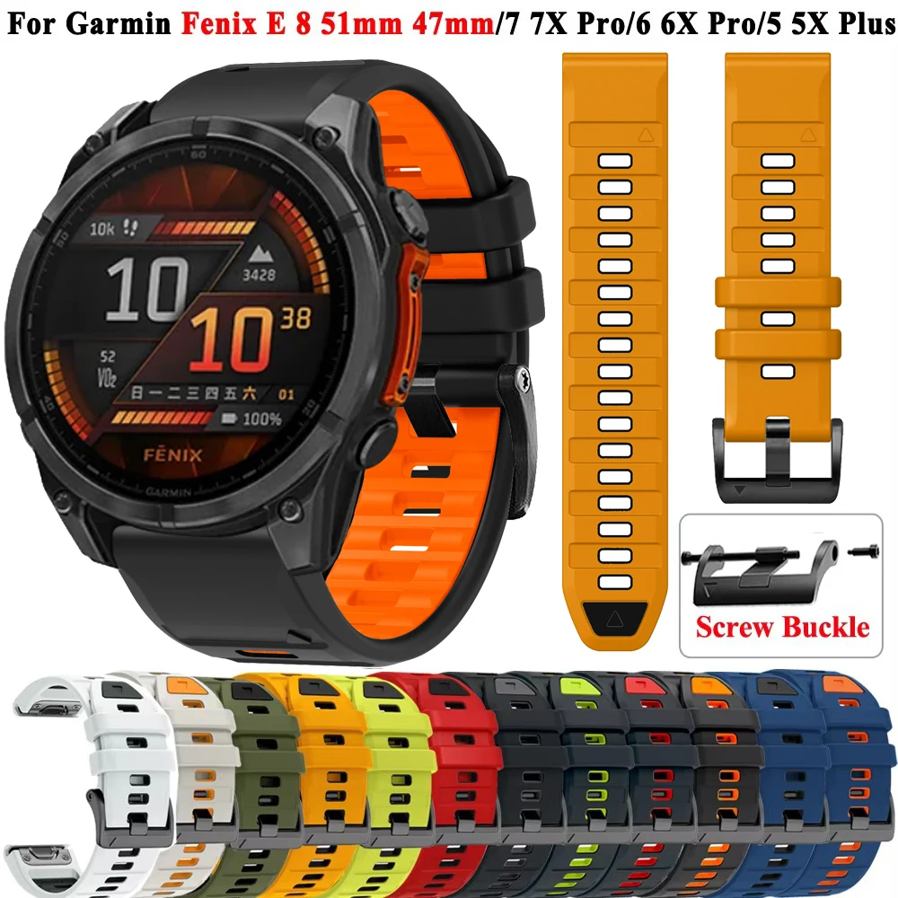 

QuickFit 26mm 22mm Silicone Watchband For Garmin Fenix E 8 47mm 51mm 7 7X 6 6X 5 5X Plus/Enduro 3/Epix Pro Gen 2 Strap Bracelet