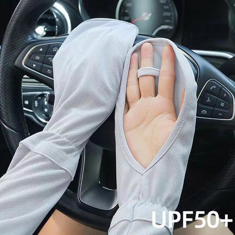 Effen Kleur Grote Ijs Zijde Handschoenen Vrouwen Zomer Rijden Zonnebrandcrème Mouwen Losse Ademende Arm Guard Uv Outdoor Hoefijzermouw