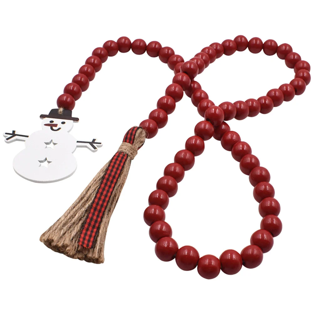 

Rustic Christmas Beaded Garland Wooden Beads String Home Decor Fireplace Ornament Wooden Bead Garland Christmas Wall Decor