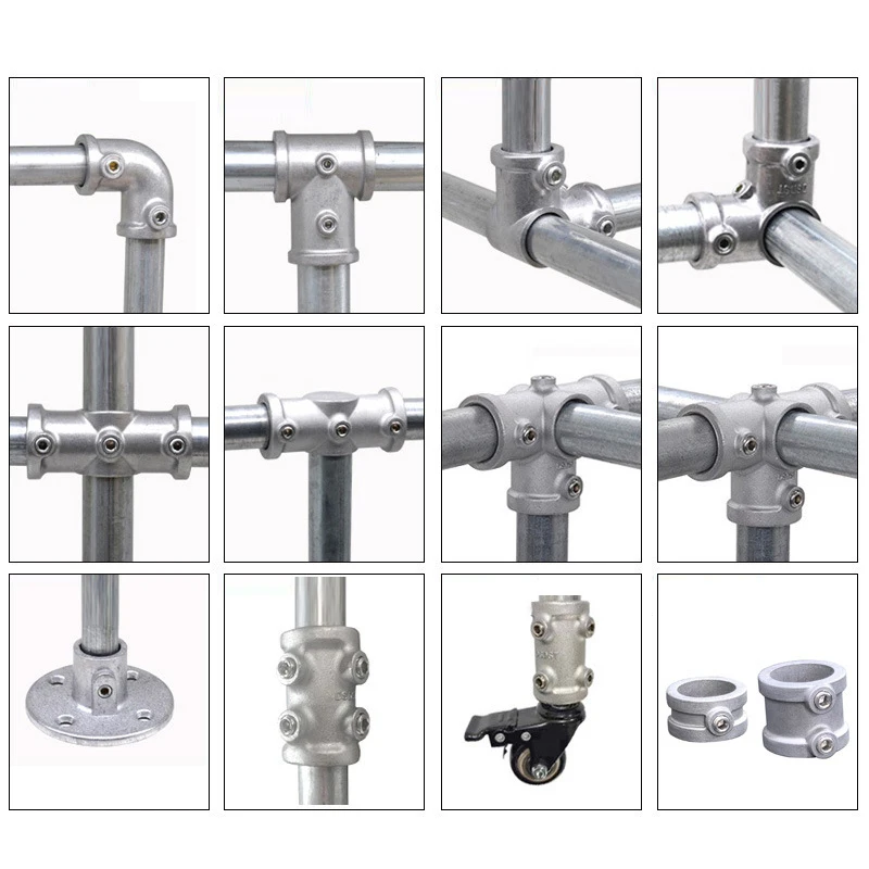 B*Silver 25MM Aluminum Alloy Connector Elbow Tee Base Flat Three-dimensional Fitting Connection Fastener Steel Tube Shelf Parts