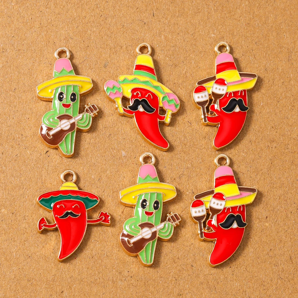 

10pcs Enamel Corn Chili Charms Cartoon Vegetables Pendant for Jewelry Making Necklace Earrings Bracelet DIY Accessories Supplies