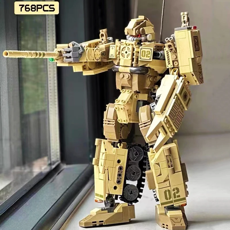 2-IN-1 Military War Robots Building Block Transformation Tank Mech Modular Bricks WW2 Weapon Toys For Kid Birthday Gift MOC