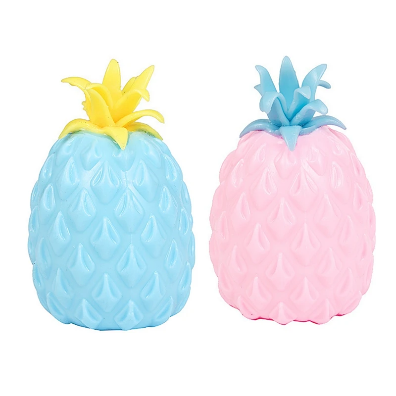 

2Pcs Simulation Pineapple Fidget Toys For Anxiety Stress Relief Ball Decompression Toy Novelty Squeeze Fruit Toys,C & D