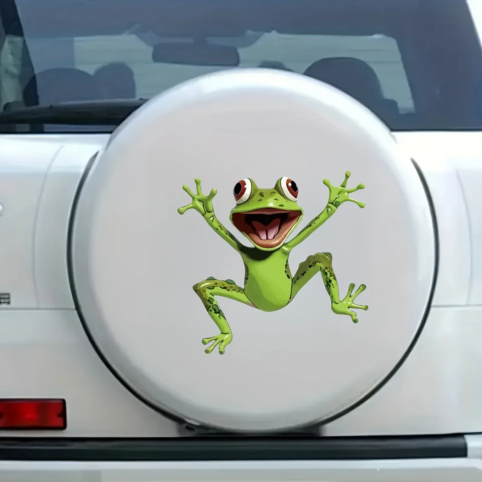 1Pc Green Frog Jump Funny Sticker - Durable & Versatile for Laptop, Bottle, Cars, etc. Add Fun to Your Life!