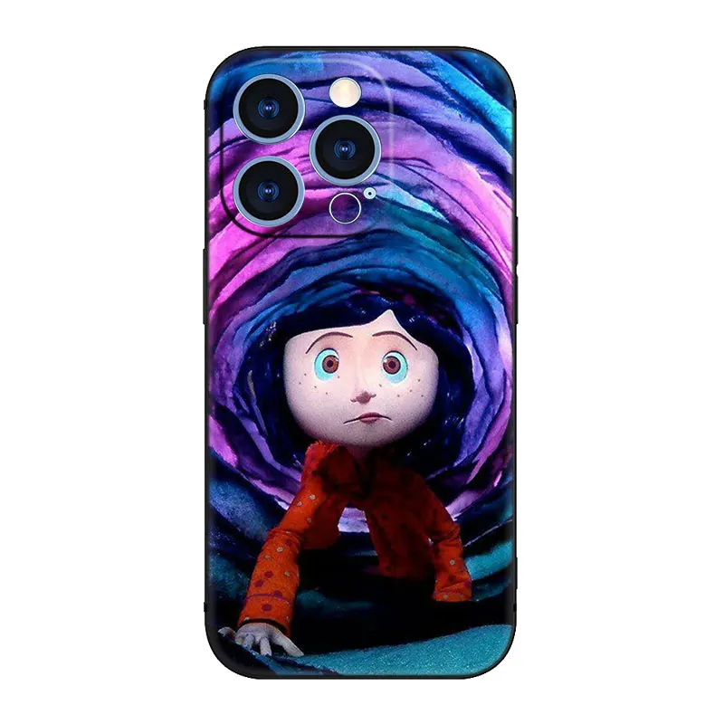 Coraline and the magic door Phone Case For Apple iPhone 14 13 12 Mini 11 Pro XR X XS MAX 6S 7 8 Plus 5S SE 2020 2022 Black Cover