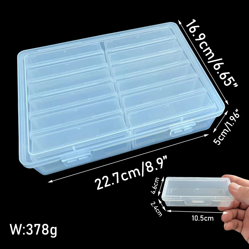 مجموعة واحدة من 12 قطعة من صناديق التخزين المستطيلة، هدية تخزين خرز حجر اللوحة الماسية، مناسبة لصندوق التطريز الماسي DIY