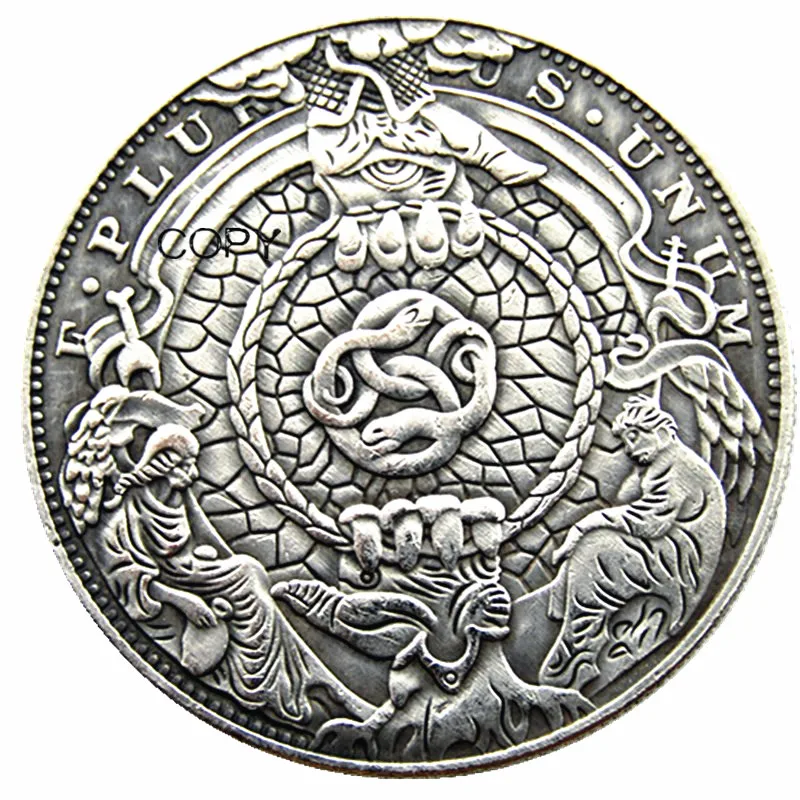 HB(205)US Hobo Morgan Dollar Skull Zombie Zkeleton Silver Plated Copy Coins