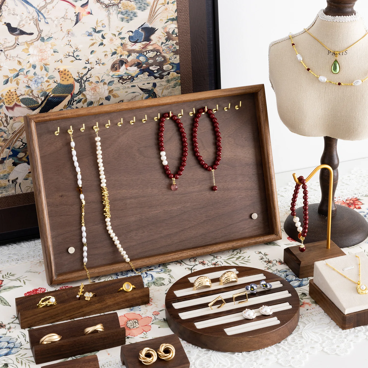 Multi-Function Jewelry Display Rack for Earring Ring Necklace Organizer