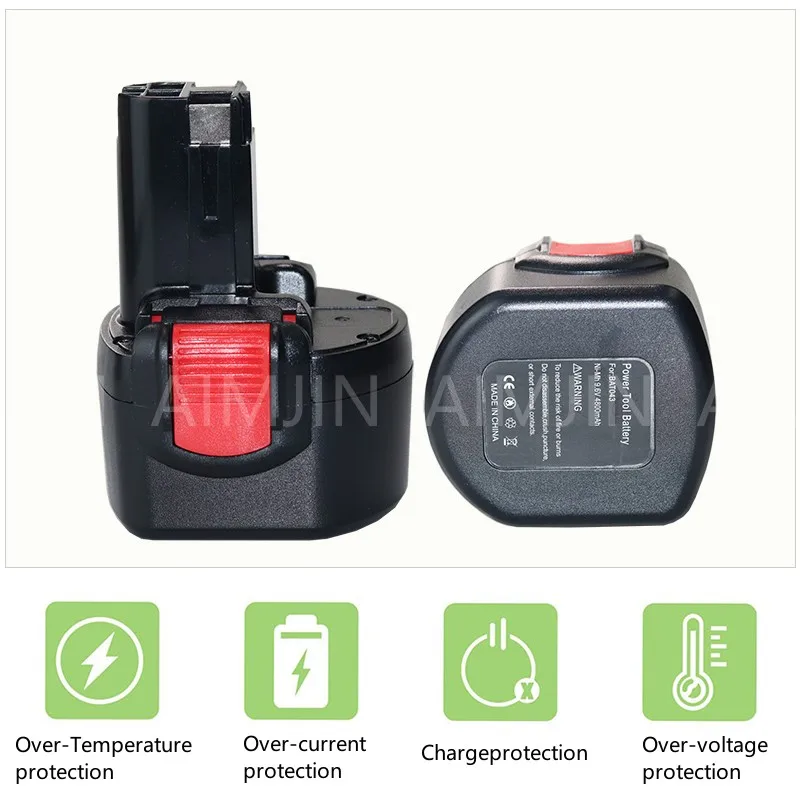 9.6V 4800/6800/9800mAh Ni-MH  Rechargeable Power Tools Battery For Bosch PSR 960 BH984 BAT048 BAT119