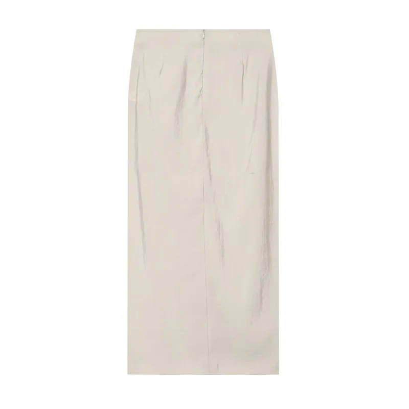 Withered Fashionable And Elegant Women's Clothing With Twisted Design, Pleated Wrapping, Scarves, And Midi Skirt