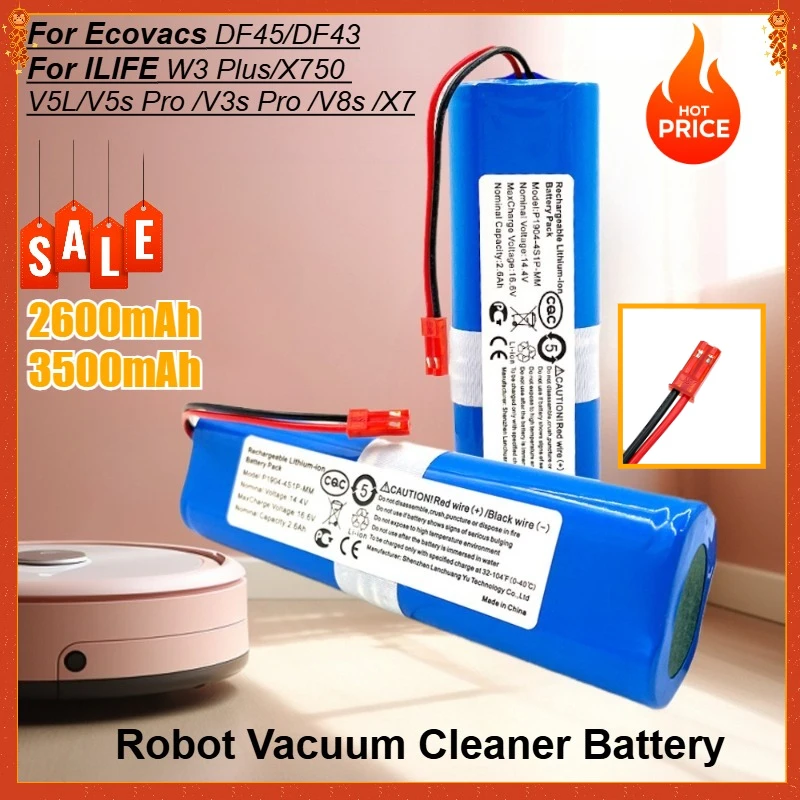 14.4V 2600mAh-3500mAh Robot Battery for ILIFE V3s Pro V5s Pro V50 V8s V80 V8 Plus X750 Ecovacs Deebot DF43 DF45 Vacuum Cleaner