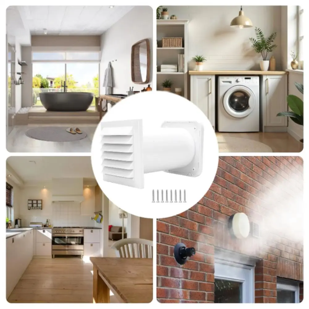 Adjustable Length Wall Vent Kit Rainproof Louvers Easy Install Exhaust Intake Set Air Filters Through-Wall Design