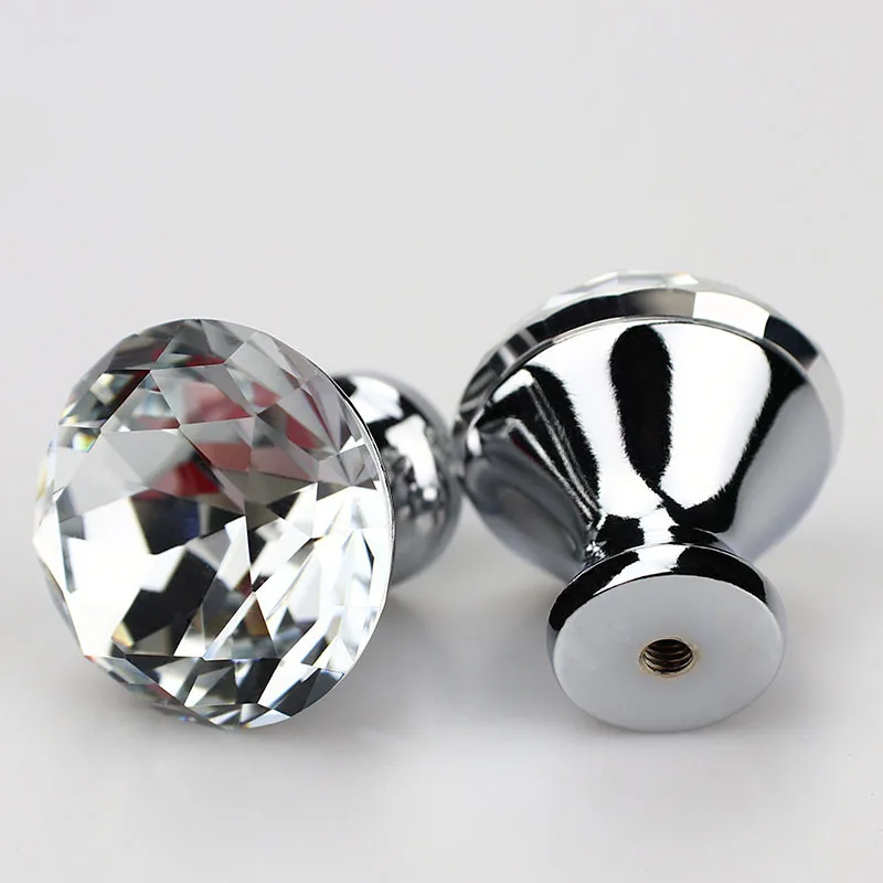 25-40mm Diamond Shape Design Crystal Glass Knobs Cupboard Drawer Pull Kitchen Cabinet Door Wardrobe Handles Hardware