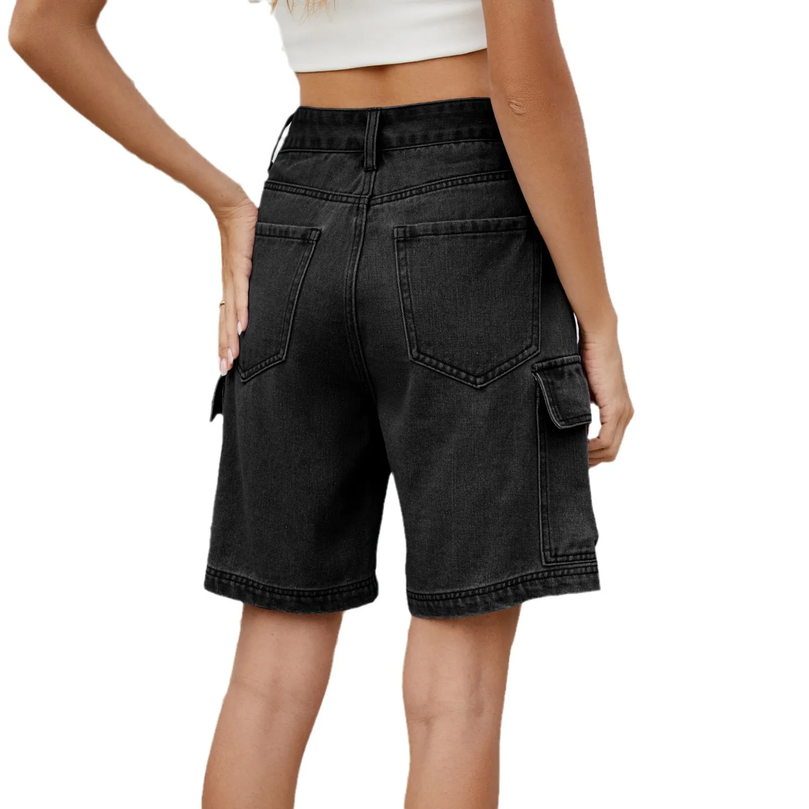 

Washed Denim Street Style Five-Point Pants Short Shorts Women's Trendy High Waist Cotton Jeans Casual Summer New Arrival