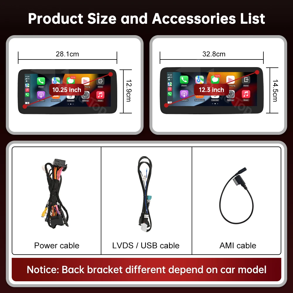 Road Top Wireless CarPlay Android Auto Multimedia Display Linux Touch Screen for Mercedes-Benz C Class W204 2011-2012 NTG4.5 - view 6