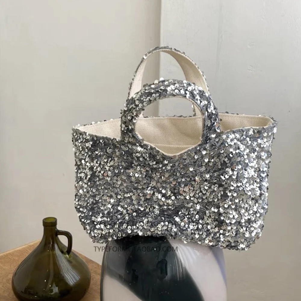 

Luxury Sequined Women Handbags Fashion Designer Bags for Women 2023 Silver Shoulder Bag Party Evening Bag Wedding Tote Purses