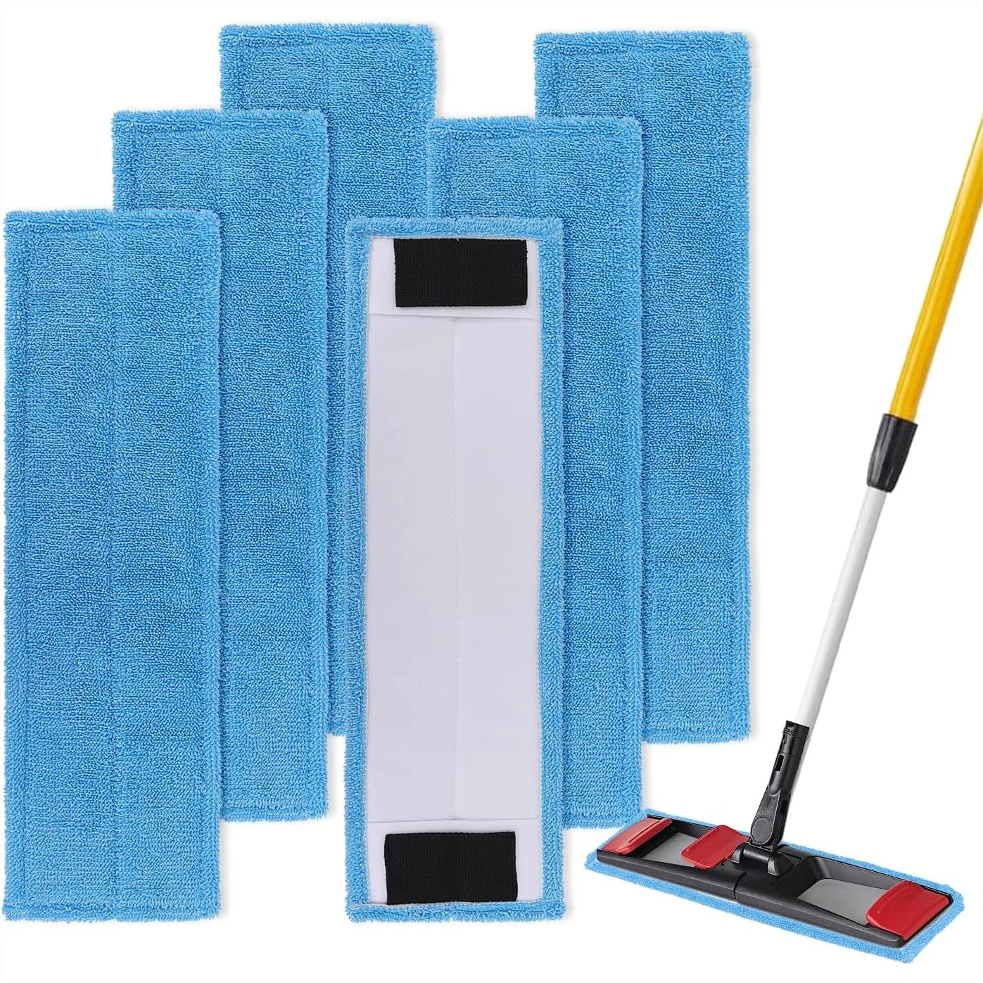 

6 Pack Replacement Flat Mop Pads for Rubbermaid Commercial 18 Inch Mops, Wet Dry Microfiber Refills for Light-Duty Floor