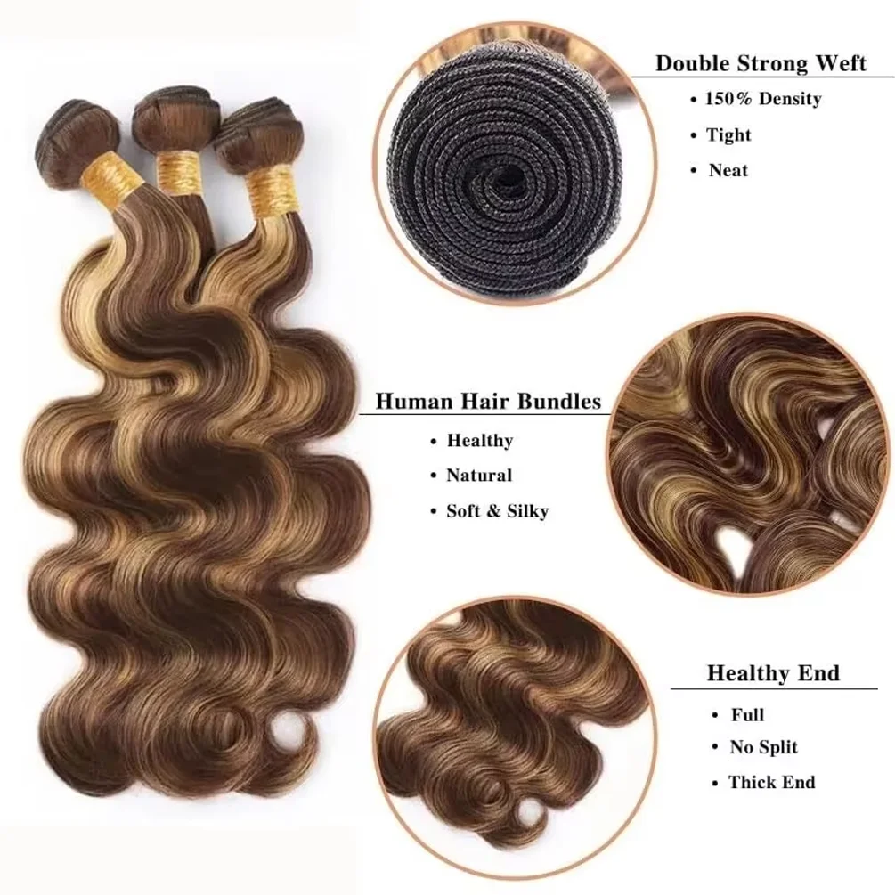 16A Highlight Ombre Body Wave Bundles Human Hair 100% Unprocessed Brazilian Colored 1 3 4 5Pcs Raw Hair Bundles Weave Extensions image 2