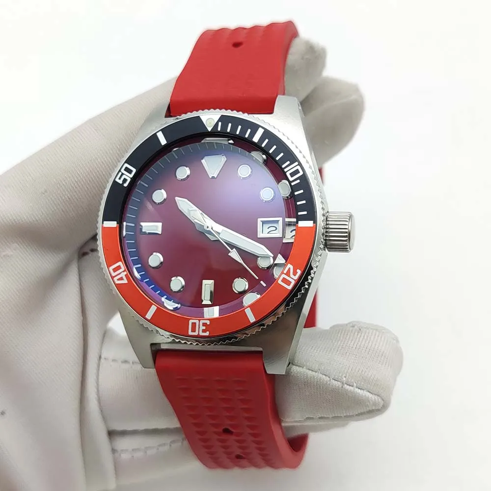 Men\'s Red Watch NH35 Automatic Mechanical 316L Waterproof Case with Sapphire Glass Sterile Dial Casual Fashion Clock