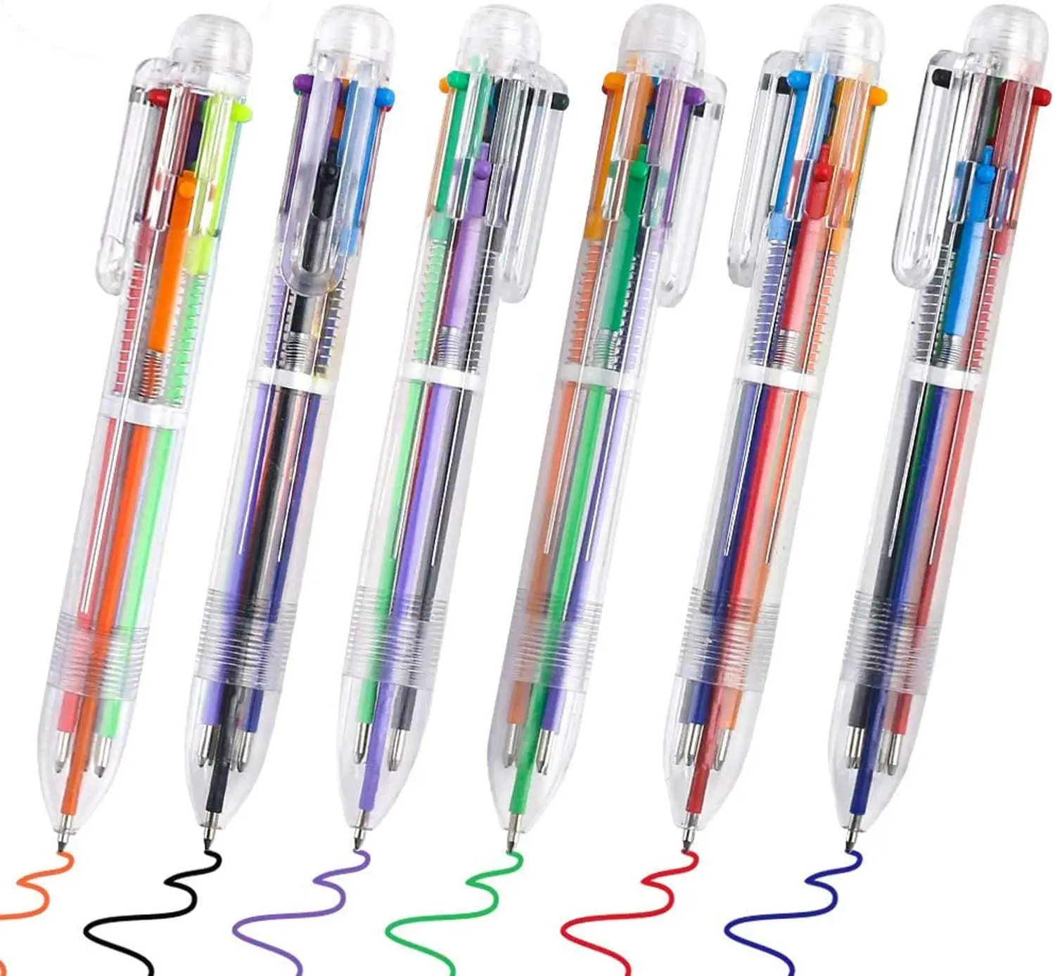 6-In-1 Press Ballpoint Pen Business Office Stationery 0.5mm Student Writing Supplies New Financial Ball Point Marker Pens 1PC