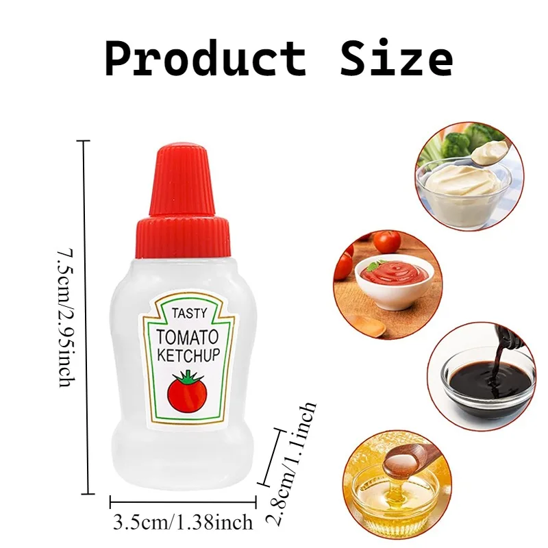 4/8/12PCS Mini Condiment Squeeze Bottles Honey Ketchup Soy Salad Sauce Dressing Dispensers Lunchbox Squeezable Containers Jars