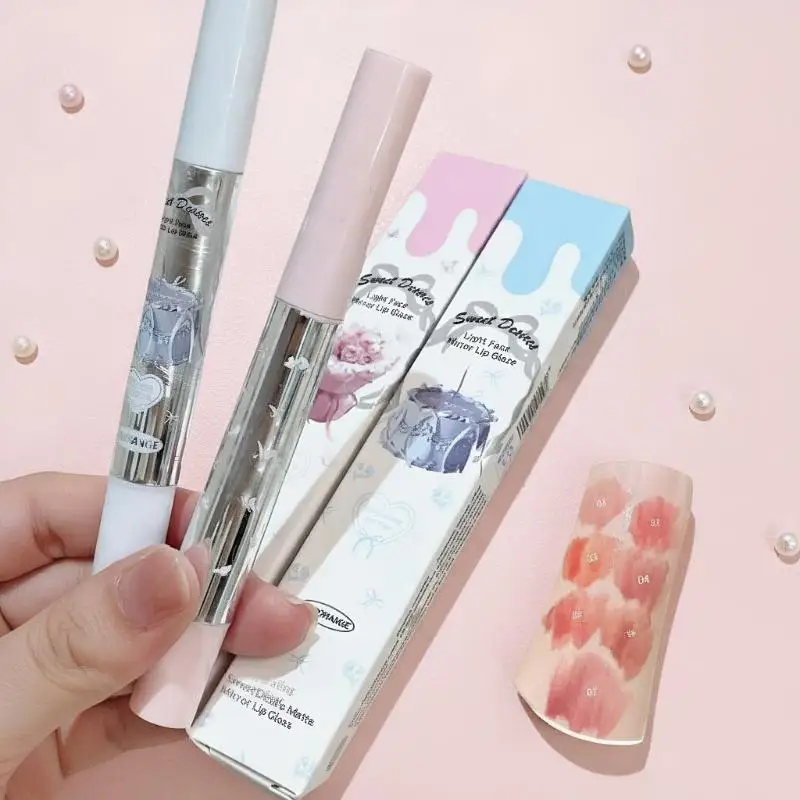 ملمع شفاه HERORANGE، لون شفاه مرطب مع إسفنجة مسطحة، غير لزج، لون مقاوم للماء يدوم طويلاً