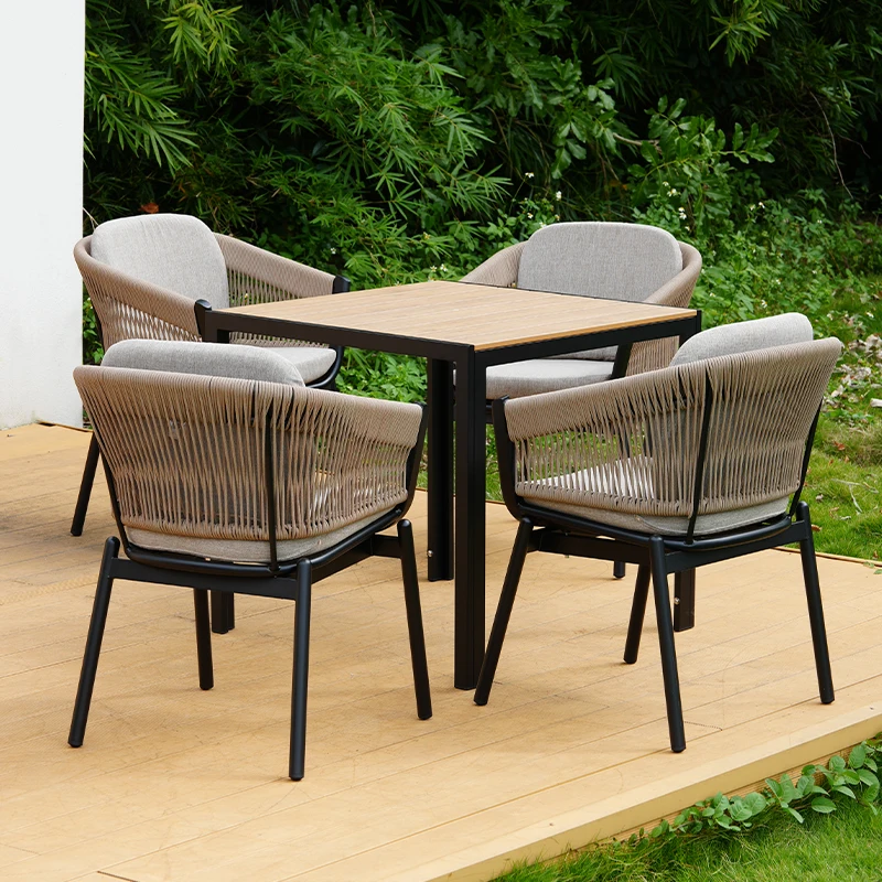 Weatherproof Aluminum Outdoor Dining Table Set Garden Restaurant Patio Furniture Table and Chairs