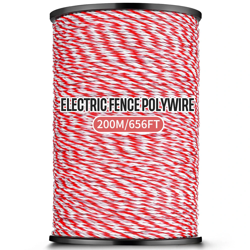 Rouleau de corde de clôture électrique en polywire, 200/500M, avec corde en Poly d'acier, pour clôtu