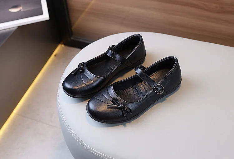 JGSHOWKITO Klassische Kinder-Lederschuhe Lässige Schwarze Schleife Schul-Mary-Jane-Schuhe für Mädchen Alltags- und Auftrittsschuhe Kinder-Uniformschuhe – Detail 3