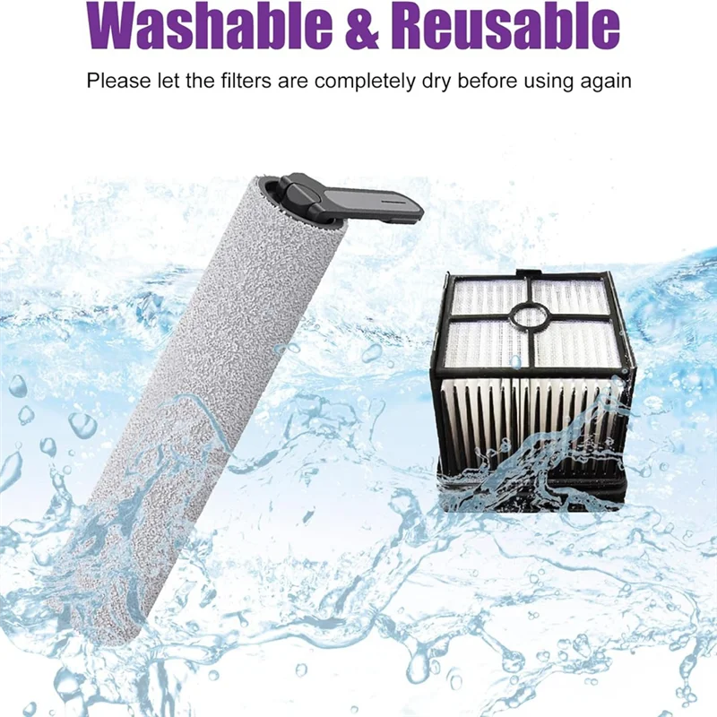 Комплект запасных частей T27C для пылесоса REDKEY W15 для влажной и сухой уборки, 2 роликовых щеток, 2 фильтра