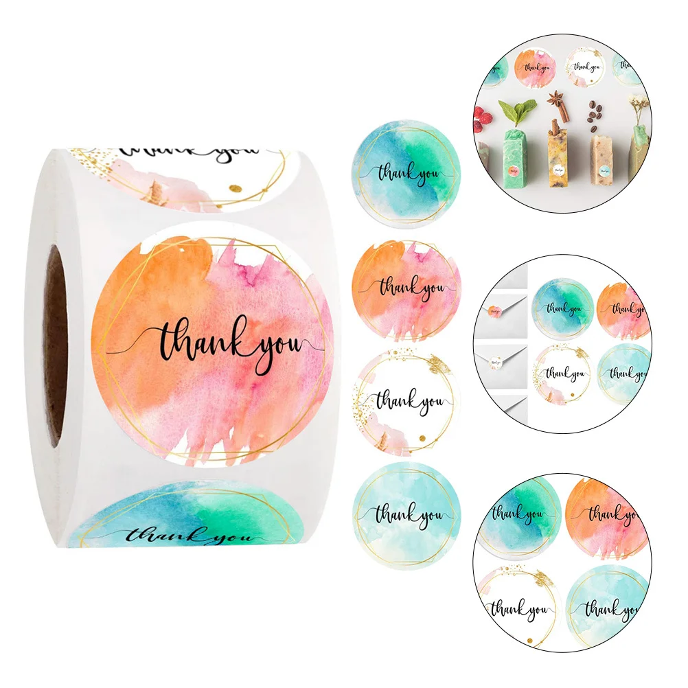 

500Pcs Party Favor Sticker Thank You Label Decor for Candy Bag Sealing Stickers Gift Wrapping Craft DIY Projects Adhesive Tags