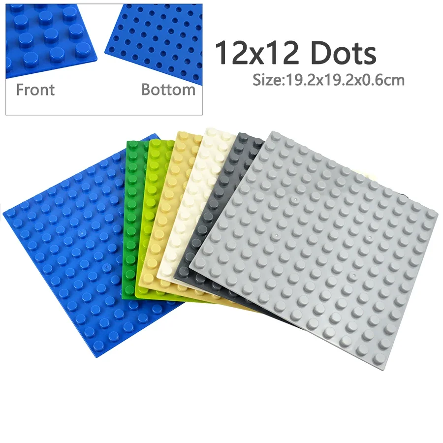 12x12 Dots Big Size Colorful BasePlate Building Blocks Classic City Straight Curve Road Street Base Plate Assembly Large Bricks