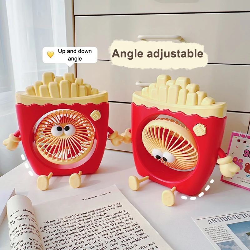 لعبة طعام مبتكرة، بطاطس برجر، مروحة صغيرة، شحن USB، محمولة بثلاث سرعات، مروحة سطح المكتب، هدية صيفية #3