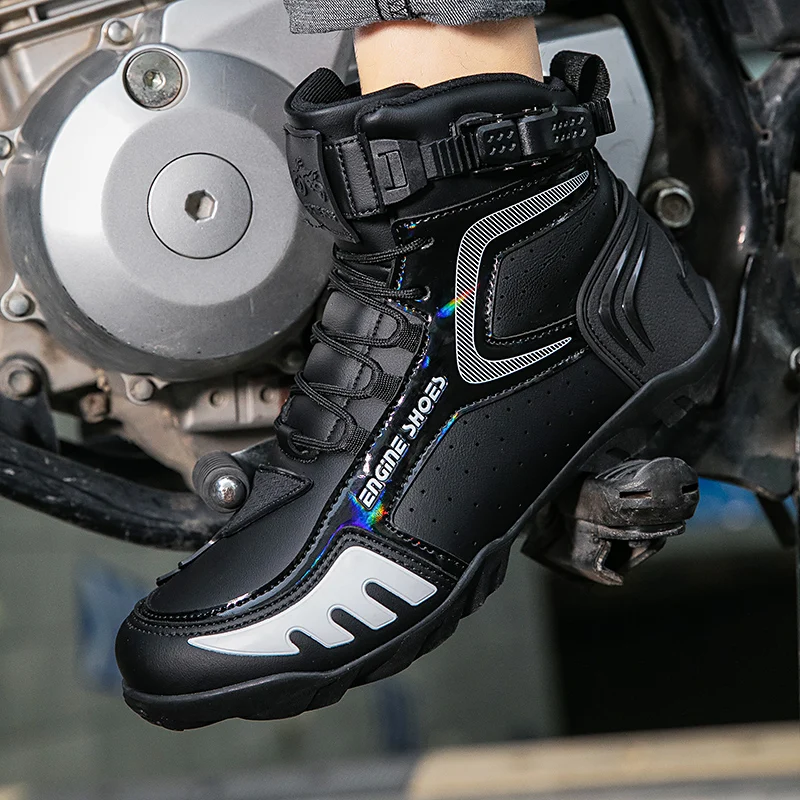 

Men Motorbike Racing Ankle Length Shoes 2026 New Motorcycle Boots Leather Motos Breathable Anti Slip Wear-resistant Riders Boots