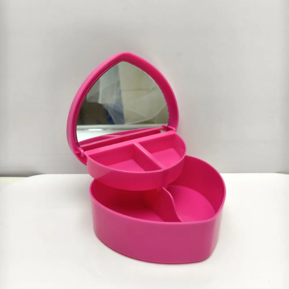 Heart Shape Jewelry Box Double Layer with Mirror