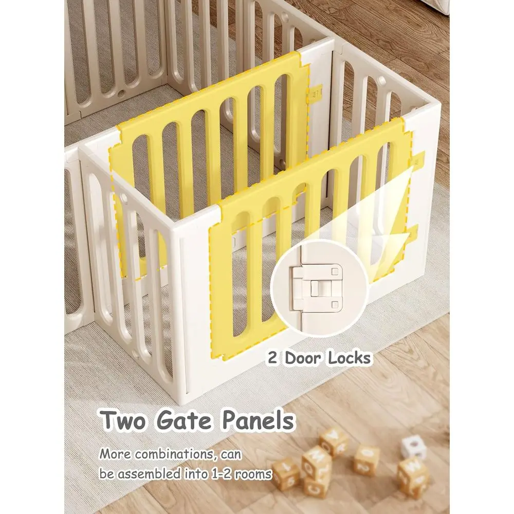 12パネルの白いプラスチック製ベビーサークル、幼児用、屋内/屋外遊び場、66x51
