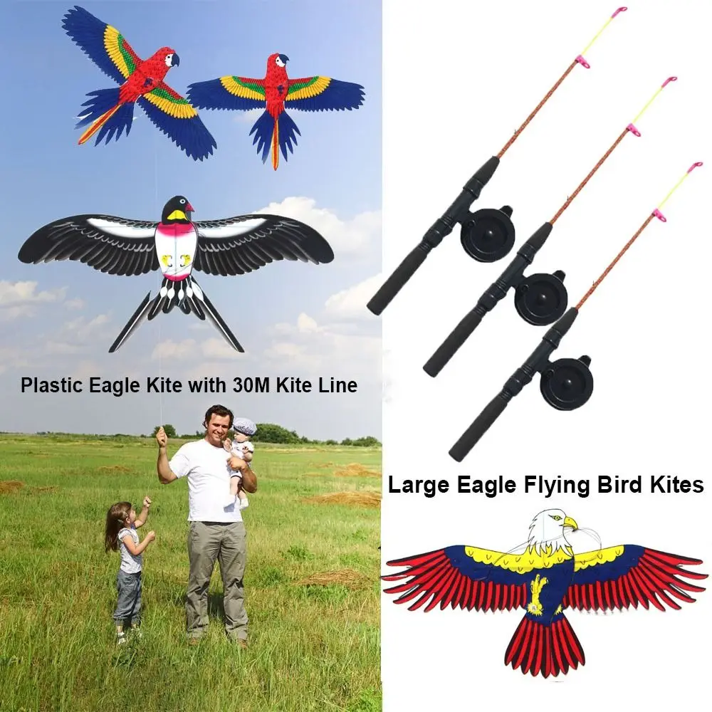 

New with 30 Meter Kite Line Plastic Eagle Kite Cartoon DIY Toy Large Eagle Kites Flying Bird Kites Garden Outdoor Sport