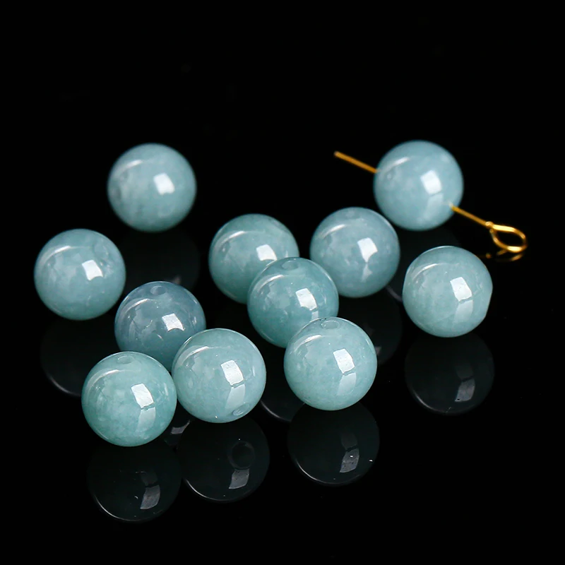 10 Pcs/lot Natural Guatemala Green Jadeite Bead Round Loose Spacer Gemstone For Jewelry Making Diy Necklace Bracelet Accessory