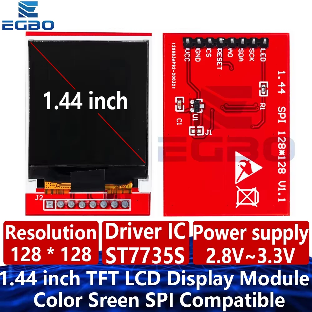 1.44 بوصة TFT وحدة عرض إل سي دي ST7735S سائق 128*128 شاشة ملونة SPI متوافق مع اردوينو mega2560 STM32 SCM 51 EGBO