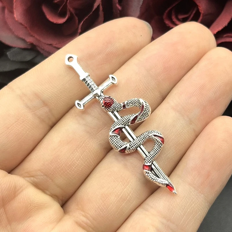 5pcs 54*17mm New Alloy Charm Snake Sword Charms Pendant Designer Charms For Jewelry Making DIY Jewelry Findings