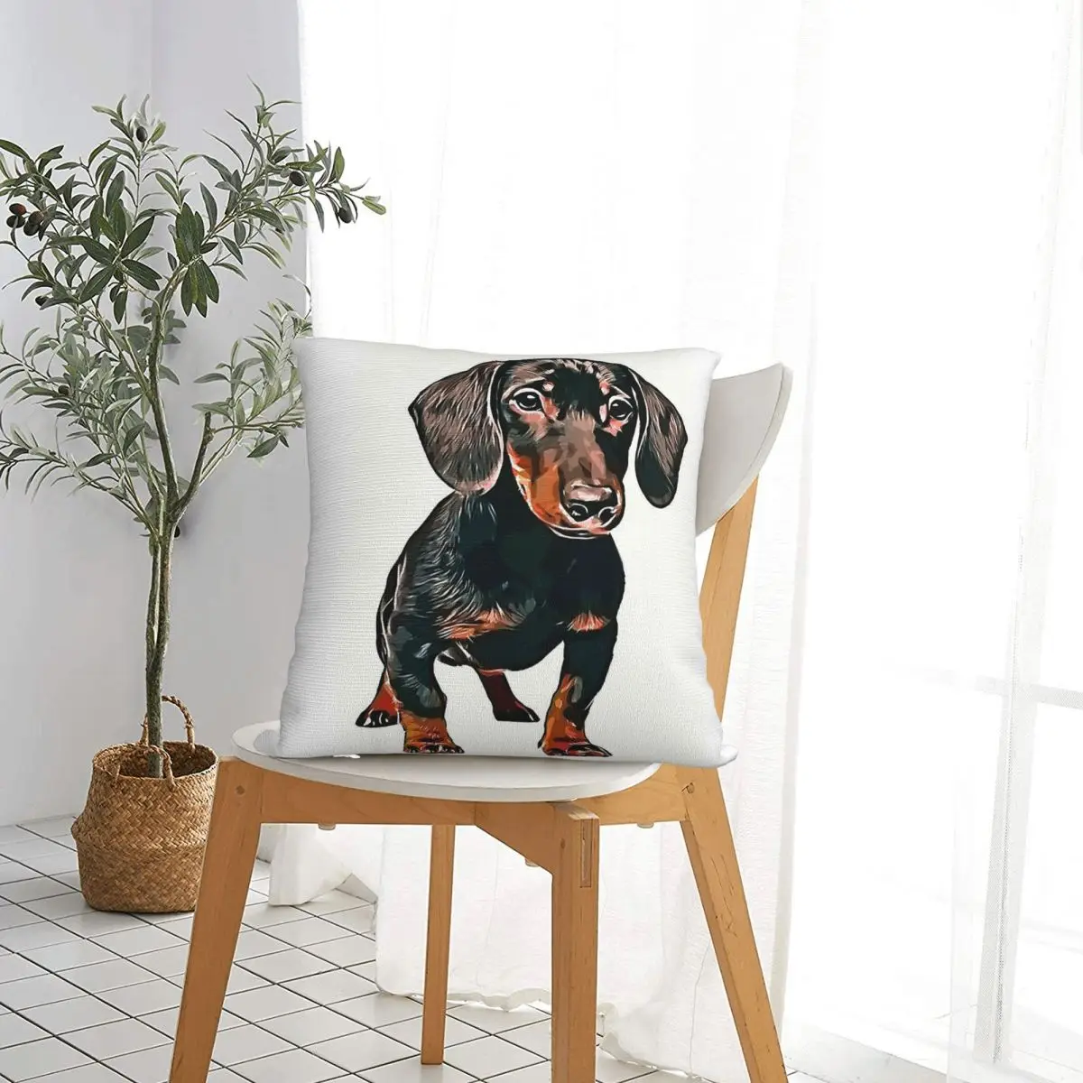 Dachshund Dog Pupy Pet Square Pillow Case Wiener Sausage Doxie Cushion Covers Funny Zippered Decor Pillowcover for Home 40*40cm
