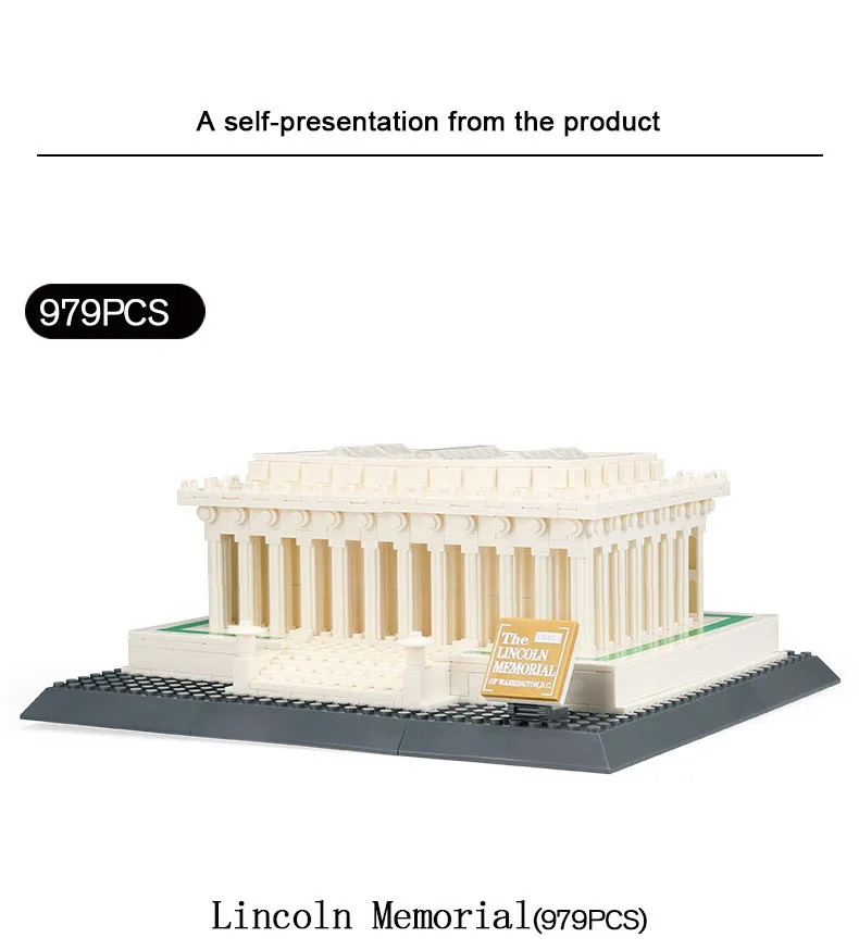 United States Washington Lincoln Memorial Building Block World Famous Architecture Model Bricks Toys Collection For Kids Gift