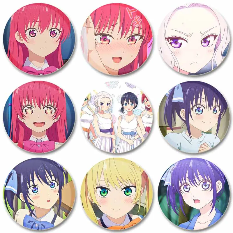 Anime Girlfriend Character Shino Kiryuu Nagisa Minase Saki Rika Hoshizaki Lapel Pin Round Brooch Badge for Backpack Decoration