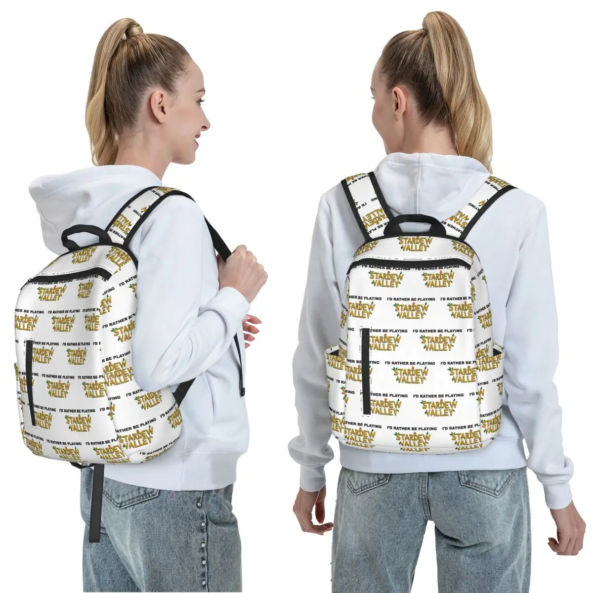 I'd Rather Be Playing Stardew Valley Backpack Daypack Large Capacity Boys Girls BookBag School Bag Shoulder Bags for Men Women