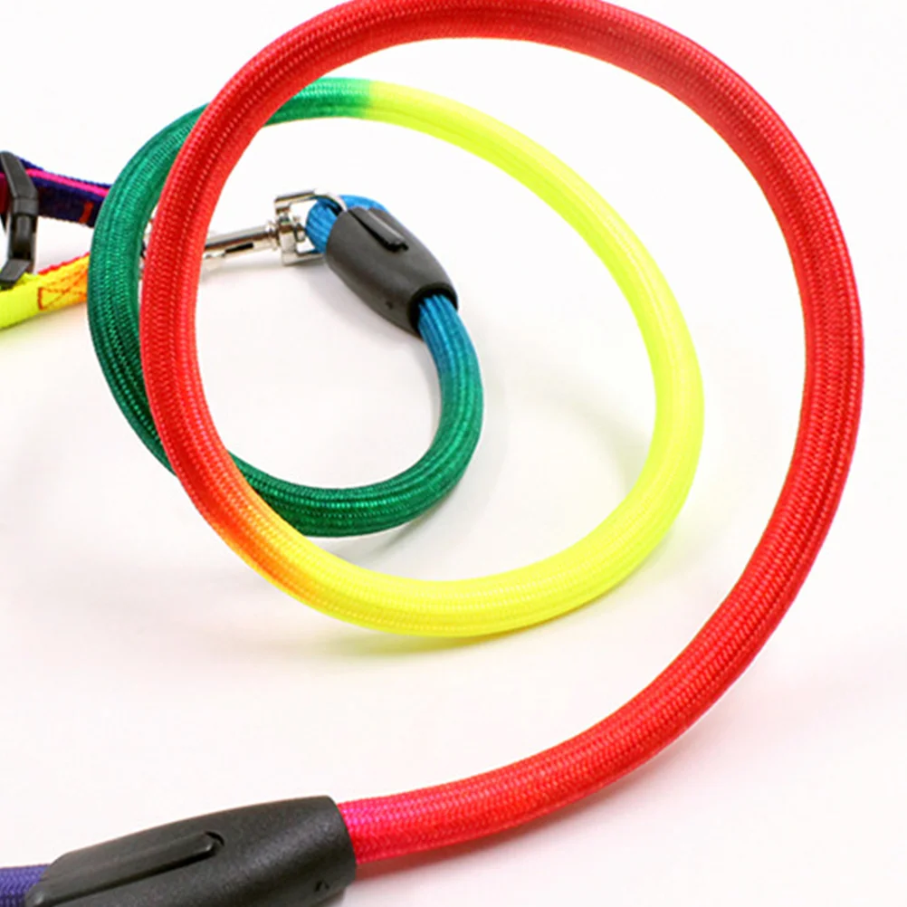 

Rainbow Color Dogs Collar Lead Adjustable Nylon Harness Chest Strap Pet Traction Rope Dogs Supplies Medium Dog Leash