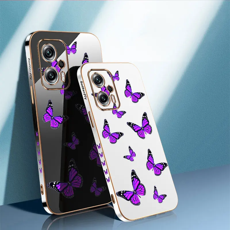 Purple Butterfly Luxury Plating Case For VIVO V20 V21 V23 V23E V25 V27 V29 V29E X60 X70 X80 X90 SE PRO Soft Cover Coque