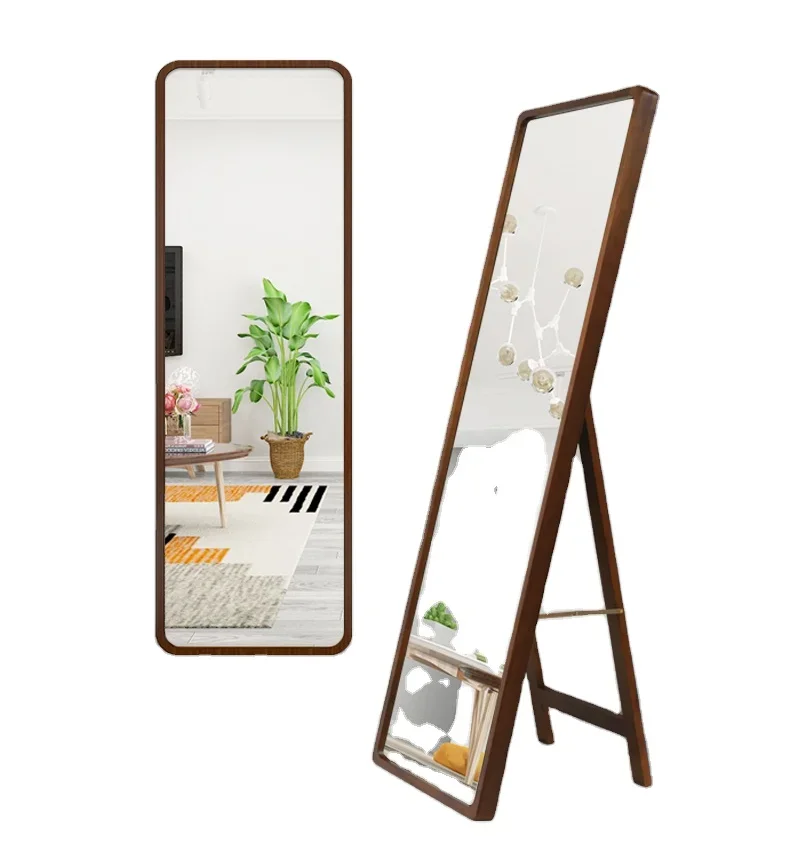 Hot Sell Household Big Wooden Frame Large Full Length Long Dressing wall Standing Floor Mirror for Bedroom