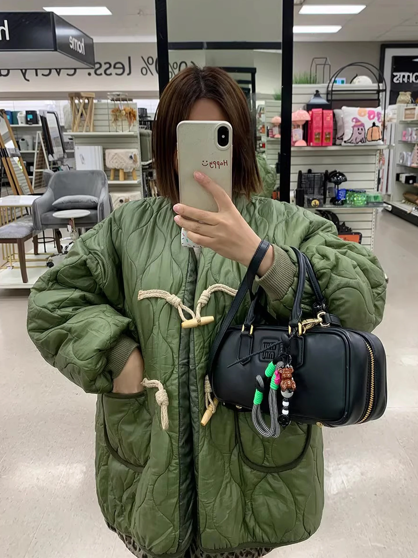 

Хлопковая куртка с рисунком в стиле ретро, женская свободная теплая верхняя одежда двойного цвета, корейское длинное пальто на пуговицах