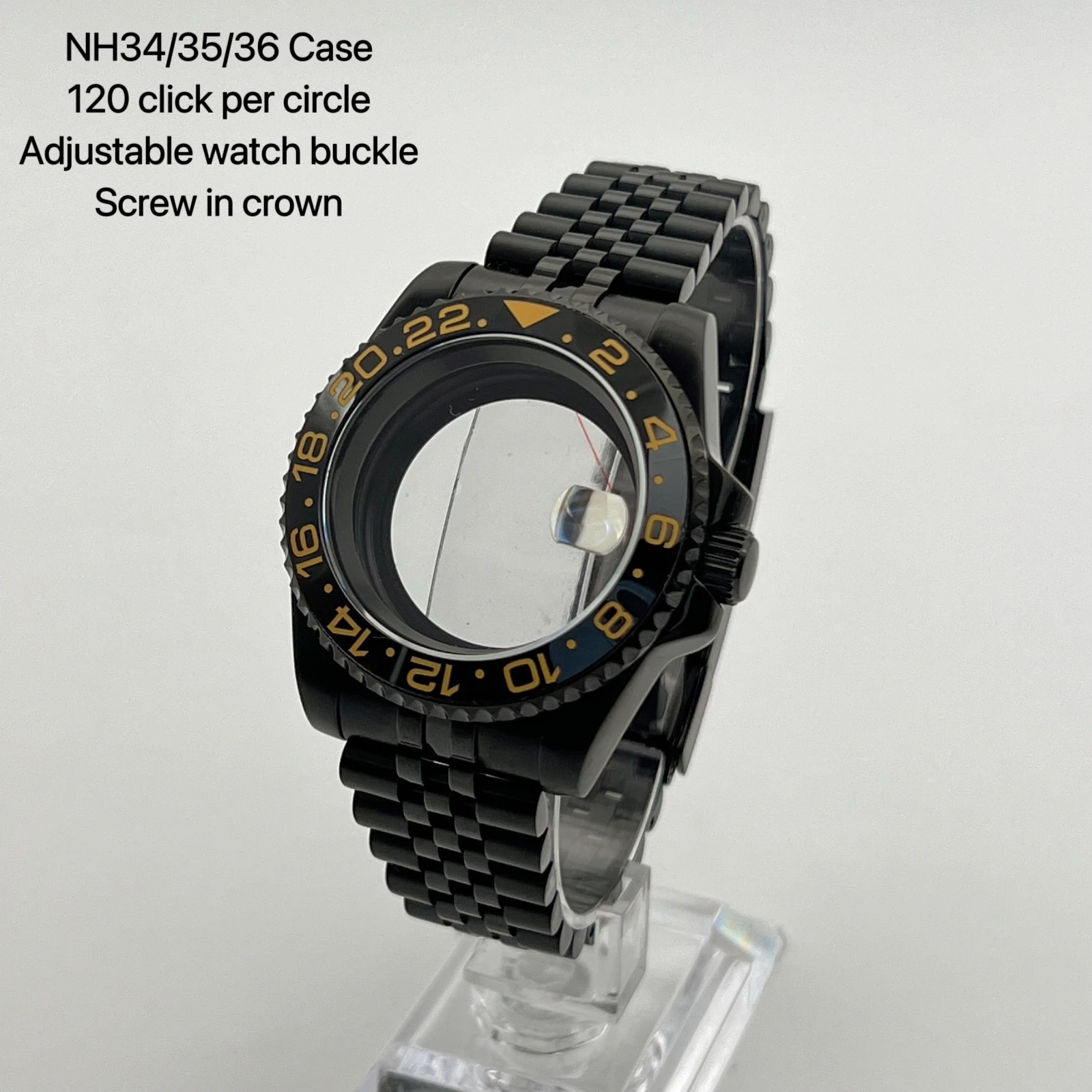 New 40mm watch case. NH35 case, black gray/black coffee/black gold, suitable for NH34/NH35/NH36 movements,