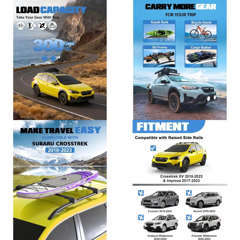 

Алюминиевые запираемые поперечины на крышу для Subaru Crosstrek и 2017-2023 гг. Impreza 2018-2023 гг., сверхмощные черные грузовые багажники